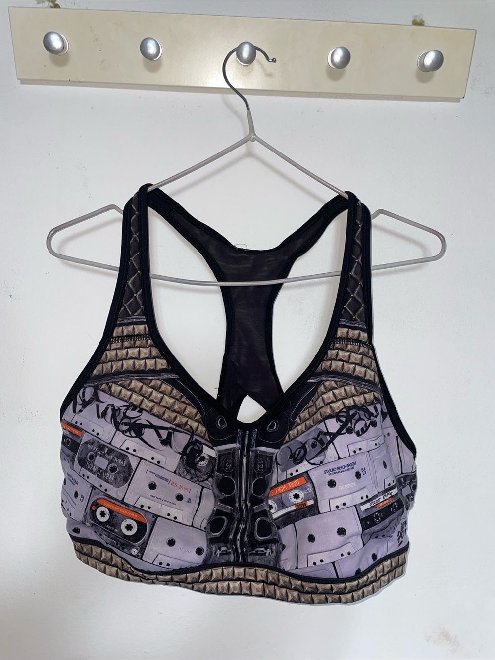 Cassette tape Graphic Racerback Sports Bra